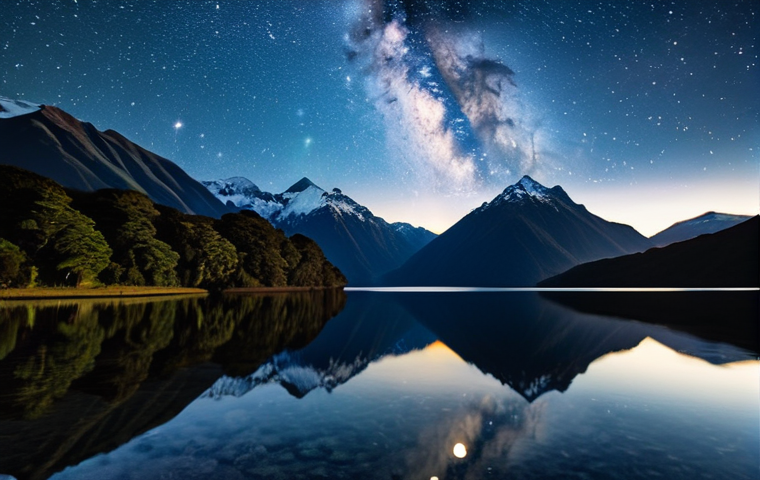 **
"Te Anau, Fiordland National Park, New Zealand. A fully clothed woman stands by Lake Te Anau at night, gazing at the Milky Way reflected in the water. Safe for work. Perfect anatomy, correct proportions. The scene is peaceful and serene. Appropriate attire for a cool evening. High quality, professional photography."
**